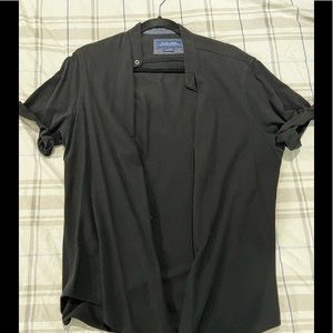 Zara Man: No Collar Button Down Short Sleeves Shirt